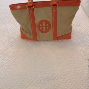 Tory Burch bag with orange patent trim